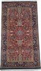 Vintage Area Rug Hand Knotted 3x5 Ft Traditional Bijar 100  Wool Rust Blue Pairs