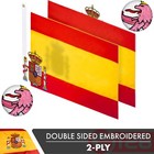 New G128 Spain Flag 3x5 Ft Double Sided Embroidered Polyester Brass Grommets