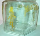 Vintage Antique Glass Yellow Planters Counter Jar W  Lid Mr  Peanut 6 Sides