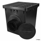 Nds Draintech 1212sd2kb 12 In  Square Catch Basin Kit With Black Grate 2-outlet