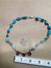 Vtg Southwest Navajo Style Turquoise Nugget Necklace Sterling Clasp  14 Inch