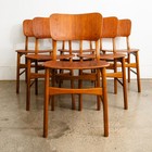 Mid Century Danish Modern Dining Chairs Set 6 Teak Denmark Wood Seat Vintage Mcm