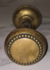 Pair Antique Brass Door Knobs Set Beaded Edge Victorian Vtg