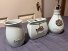 3 Pc Coastal Ceramic Bathroom Accessory Set Soap Dispenser Toothbrush Holder