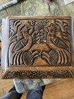 Antique Gorgeous Decorative Wooden Box Ornate Carved Box Hinged 2 Compartments