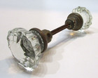 Old 1910 s 12 Point Clear Crystal Glass And Brass Antique Door Knob Set W Shaft