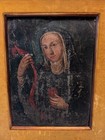1800s Spanish Colonial Retablo Painting Oil On Tin St  Gertrude The Great 