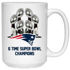 New England Patriots 6 Time Super Bowl Champions 15 Oz Ceramic Coffee Mug Cup
