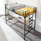 Twin Size Loft Bed With Stairs Removable Ladder   High Guardrail For Kids Teens