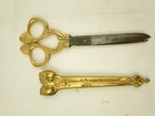 Antique German Victorian Brass Desk Sewing Scissors Ornate Sheath Renaissance 7   