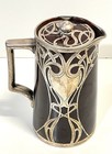 Antique Art Nouveau Silver Overlay Lenox Chocolate Pot As Is