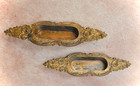 Pair Antique Rococo Style Window Lift Handles Cast Brass Bronze Ornate Nouveau