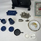 Dollhouse Kitchen Range Cabinet Wood Stove Oven Silver 1 12 Scale Cast Iron       