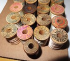 21 Vintage Wood Spools Of Silk Thread  Various Manufacturers  Colors