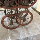 Antique Carriage For Dolls Baby  Decor Stroller Wood  Metal  wicker Brown black 