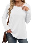 Xieerduo Long Sleeve Loose Fit Flowy White Shirt Lightweight Plain  Size Large