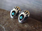 Navajo Indian Jewelry 3 4  Sterling Silver Turquoise Bear Paw Post Earrings