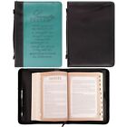 Women s Fashion Bible Cover Serenity Prayer Aqua black Faux Leather Large