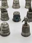 13 Vintage Collector Thimbles Pewter Metal 1 Bell