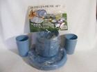 Vintage Plates Cups Silverware 28 Pc Picnic Set  Revco   Plastic In Zippered Bag