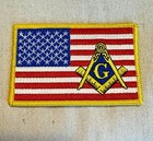 Masonic Logo Us Flag Embroidered Patch Iron-on Freemason Square Compass Mason