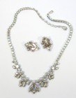 Signed  Vintage Sherman Blue Ab Necklace   Earrings