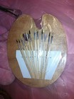 Wood Palette   12 Pcs Beginner Artist Brush Set  Art Supplies