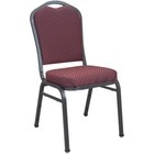Crown Back Stacking Banquet Chair With Burgundy Fabric And Silver Vein Frame