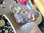 Spectacular Painted Boar s Head Wall Match Holder Striker   Holder Barrel 10  