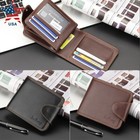 Small Leather For Men Bifold Wallet With Hasp Id Credit Card Holder Pocket Gift