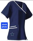 Dallas Cowboys Women s Mock Wrap Scrub Top V Neck Dudz Apparel - Size Small  New