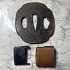 Antique Japanese Sword Fittings Set Iron Tsuba   Habaki Edo Era Koshirae Parts