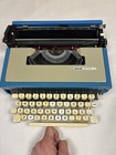Vintage Olivetti Lettera 31 Blue Portable Typewriter W  Case Spanish Keyboard
