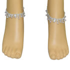 Anklet Payal Pair Foot Chain Bollywood Style Silver Stone Barefoot Jewelry Gift