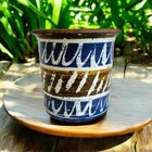 Rare Vintage Pottery Ceramic Planter 5 5    Handmade Brown Blue White Clay Pot