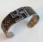 Early Vtg Heavy Collectible Whirling Log Navajo Ingot Silver Bracelet Stampings
