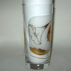 Vtg Culver Highball Glasses Calla Lily Gold And White Frosted Set Of 4