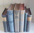 Lot Of 7 Antique Blue Books  2 French  Country Beach Cottage Decor Shabby Chic 
