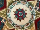 Antique Japanese Starburst Porcelain Plate Geometric Star Teal Crimson Gold 9   