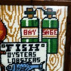 Needlepoint Lobster Seafood Bake Feast Professionally Framed In Wood 16 5x16 5 