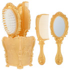 1 Set 5 Pcs Mirror Comb Set Vintage Hand Mirror Antique Hair Brush With Storage 