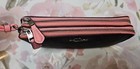 Coach Double Corner Zip Wristlet Brown black Signature Coated Canvas F87591 Nwt