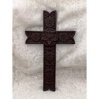 Vintage Cast Iron Floral Wall Cross Brown Rustic Religious Home Decor 11 Inch
