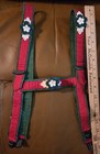 Vintage Wool Felt Lederhosen Suspenders Christmas Red Green With White Flowers