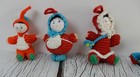 Set Of 8 Vintage 1960s Mini Amigurumi Crochet 2  Dolls With Silk Faces   c