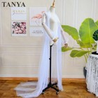 White Tulle Long Mesh Wedding Cape Bohemian Bridal Accessories Long Wrap Jacket