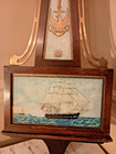 Seth Thomas Reverse Painted Banjo Wall Clock Nautical Clipper Ship Working  read