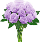 12pcs Purple Artificial Silk Roses Long Stem Fake Flowers Wedding Home Decor