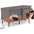 Heated Cat House Waterproof Insulated Pet Shelter Safe Warm Bedding Outdoor Use
