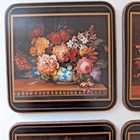 Vtg Set 6 Pimpernel Coasters Cork Back Flemish Flower England Granny Cottage New